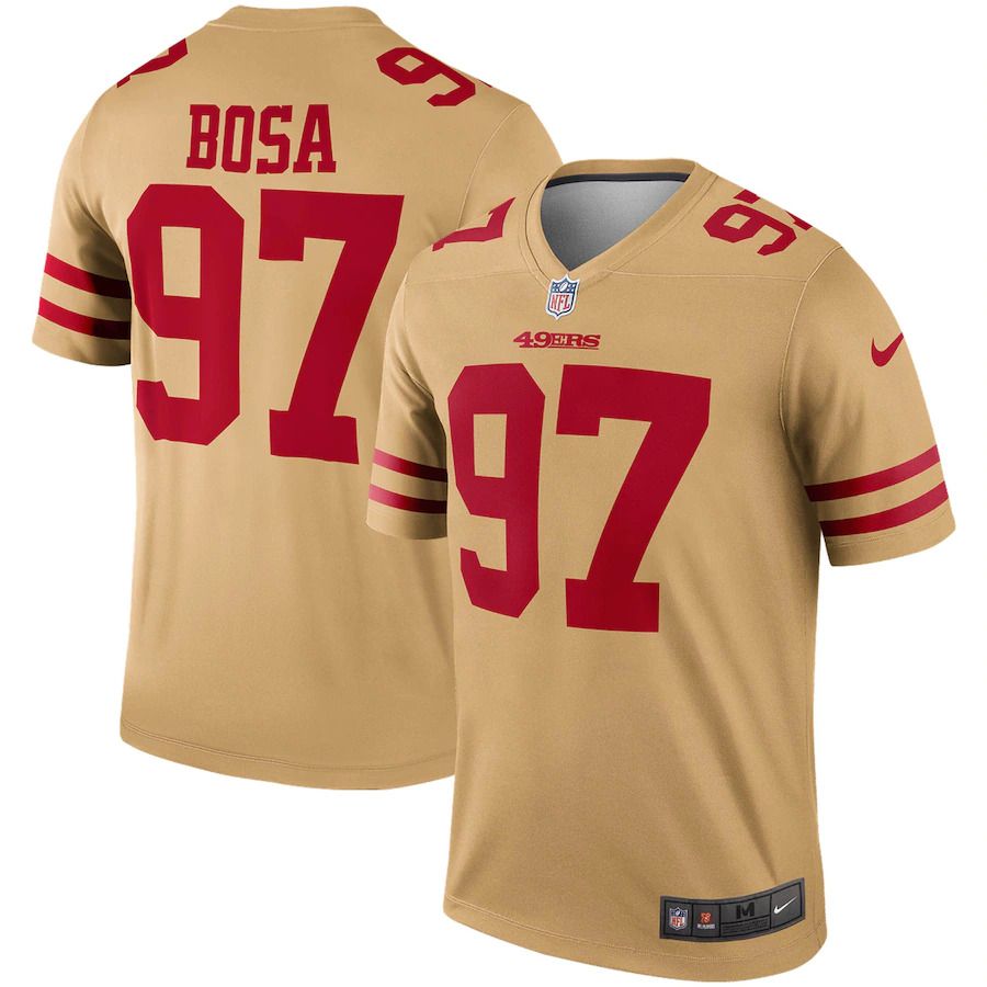Men San Francisco 49ers #97 Nick Bosa Nike Gold Inverted Legend NFL Jersey->san francisco 49ers->NFL Jersey
